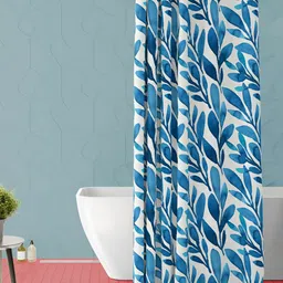 ArtzFolio Blue and White Floral Printed Waterproof Shower Curtain-11