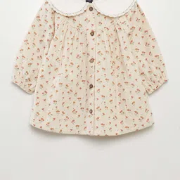 KIABI Girls Floral Printed Cotton A-Line Above Knee Dress-image-36