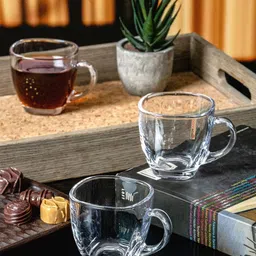 GOODHOMES Transparent 6 Pieces Glass Easy to Clean Mugs 150 ml Each-image-64
