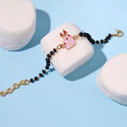 Elegante kids Sterling Silver Gold-Plated Artificial Beaded Link Bracelet-47