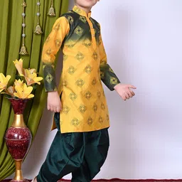 BAESD Boys Printed Regular Dupion Silk Kurta with Patiala image 2