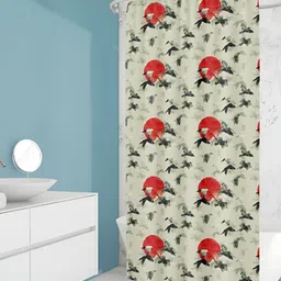 ArtzFolio Red & Black Graphic Printed Waterproof Shower Curtain-8