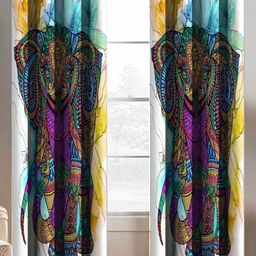 BELLA TRUE White & Purple 2 Pieces Ethnic Motifs Printed Black Out Long Door Curtains-image-58