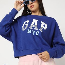 GAP Brand Logo Print Drop-Shoulder Sleeves Relaxed Fit Pullover-image-54