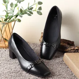 yoho Women PU Square Toe Comfort Insole Derbys-6