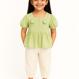 POP STREET KIDS Girls Embroidered Round Neck Top With Pyjamas-image-94