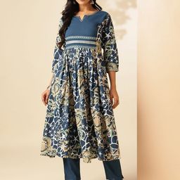 KALINI Women Abstract Printed Pure Cotton Kurta with Palazzos-image-17