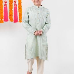 Pehanaava Boys Printed Regular Pure Cotton Kurta with Pyjamas-12