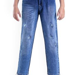 ARIAS By LARA DUTTA Boys Straight Fit Mid-Rise Mildly Distressed Light Fade Cotton Jeans-35