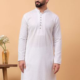 TREEMODA Men Embroidered Georgette Kurta-30