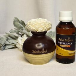 GLOBAL AROMA White Sage Fragracne Ethenic Flower Pot Reed Diffuser Set-10