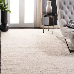 CARPETIFY Off White Solid Anti-Skid Polyester Carpet-picture-6