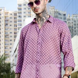 House of Koala Unisex Classic Fit Spread Collar Textured Casual Shirt-image-90