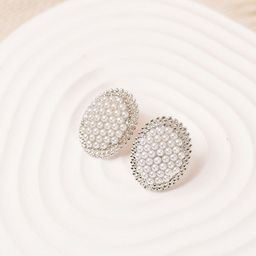 Krelin Silver-Plated Pearls Beaded Oval Studs-image-67