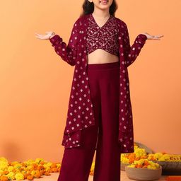 FASHION DREAM Girls Ethnic Motifs Embroidered Regular Top with Palazzos-picture-7