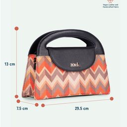 ZOUK Geometric Printed Structured Sling Bag with Applique image 2