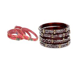 Somil Elegant Combo Glass Bangle Set | Handmade Traditional Chudi For Women | Perfect For Daily & Occasion Use, Combo Of 2 Set, Gajri, Maroon-image-81