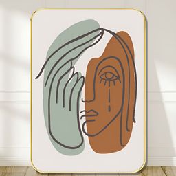 SAF White & Green Face Line Printed Wall Art-image-79
