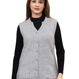 TWENTY ME Women Self Design Cable Knit Woollen Sweater Vest-image-10