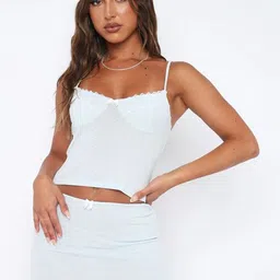 LULU & SKY Women White Strappy Top With Mini Skirt-picture-27