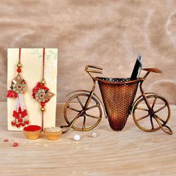 CraftVatika 5-Pcs Rakhi With Pen Holder &Tilak With GreetingCard-image-23