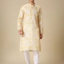 RAJUBHAI HARGOVINDAS Floral Printed Mandarin Collar Straight Kurta With Churidar-image-18