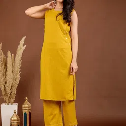 Meena Bazaar Round Neck Thread Work Straight Kurta With Trousers-74