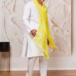 VASTRAMAY Men Regular Pure Cotton Kurta with Pyjamas & With Dupatta image 3