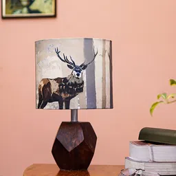Pinecraft INTERNATIONAL Brown & Grey Printed Table Lamp with Shade-31