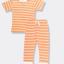 Orange Sugar Unisex Kids Striped T-shirt with Pyjamas-picture-11