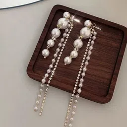 Celestique Contemporary Pearls Drop Earrings-image-79