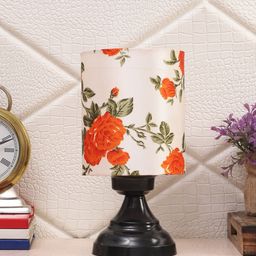 foziq Black Printed Metal Table Lamp With Fabric Shade-1