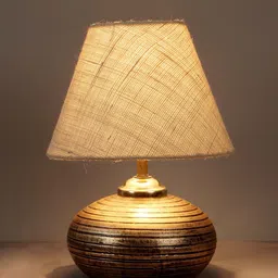 foziq Mustard Solid Metal Table Lamp With Fabric Shade-47