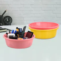 Kuber Industries Yellow & Pink 3 Pieces Regular Multi-Utility Organisers-14