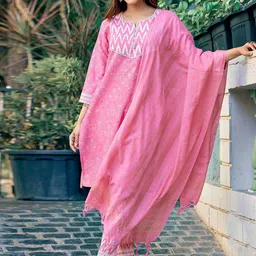 KALINI Women Ethnic Motifs Printed Regular Gotta Patti Kurta with Trousers & With Dupatta-37