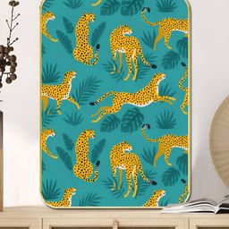 SAF Green & Yellow Bold Cheetah Sparkle Wooden Wall Art-image-56