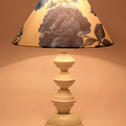 foziq White & Blue Printed Table Lamp-image-93