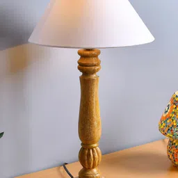 Homesake Brown & White Classic Victorian Natural Wood Table Lamp-14