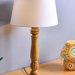Homesake White Classic Victorian Natural Wood Table Lamp With Shade-7