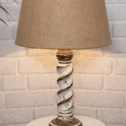 Homesake Beige Traditional Table Lamp With Drum Shade-38