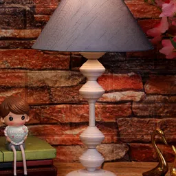 foziq  White & Grey Textured Table Lamps With Shade-50