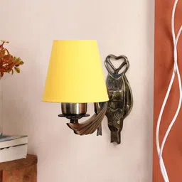 Devansh Yellow Wall Lamp With Cotton Conical Shade-5