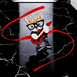 LUCKY JEWELLERY Cartoon Guitar Cat With Glasses Rakhi With Greeting Card Gift Set-image-70