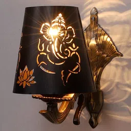 Devansh Black Textured Antique Wall Lamp With Etching Lamp Shade-image-1