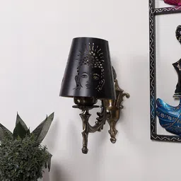 Devansh Black Textured Antique Wall Lamp With Etching Lamp Shade-image-38