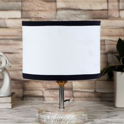 Devansh White Textured Cotton Table Lamp With Wood Base-35