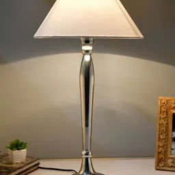 Homesake Silver-Toned Solid Bedside Standard Table Lamp with Shade-40