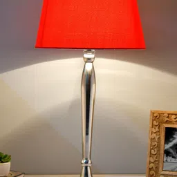 Homesake Silver-Toned Solid Royal Ovoid Chrome Handcrafted Table Lamp with Shade-22