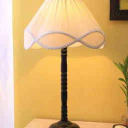 Devansh Off-White & Black Solid Vintage Table Lamp-1