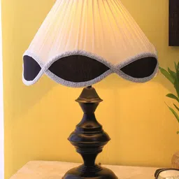 Devansh Off White & Black Iron Traditional Bedside Standard Table Lamp-15